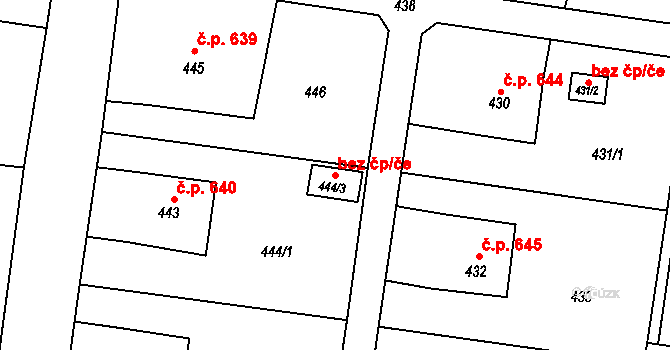 Bohumín 42148359 na parcele st. 444/3 v KÚ Skřečoň, Katastrální mapa