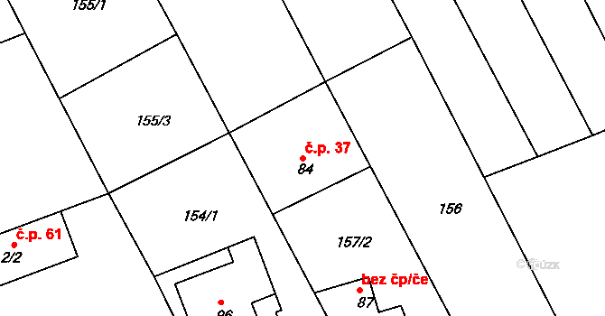 Jamnice 37, Stěbořice na parcele st. 84 v KÚ Jamnice, Katastrální mapa
