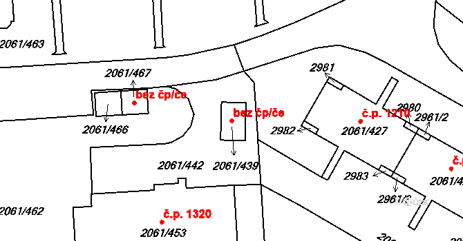 České Budějovice 46899359 na parcele st. 2061/439 v KÚ České Budějovice 2, Katastrální mapa