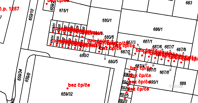 Benešov 49115359 na parcele st. 680/4 v KÚ Benešov u Prahy, Katastrální mapa