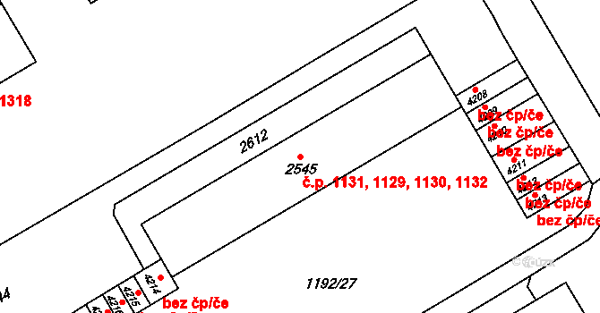 Beroun-Město 1129,1130,1131,1132, Beroun na parcele st. 2545 v KÚ Beroun, Katastrální mapa