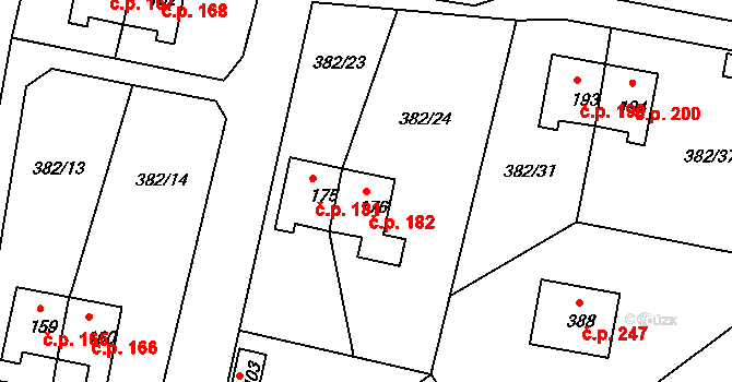 Mlékojedy 182, Neratovice na parcele st. 176 v KÚ Mlékojedy u Neratovic, Katastrální mapa