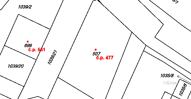 Nýrsko 477 na parcele st. 507 v KÚ Nýrsko, Katastrální mapa