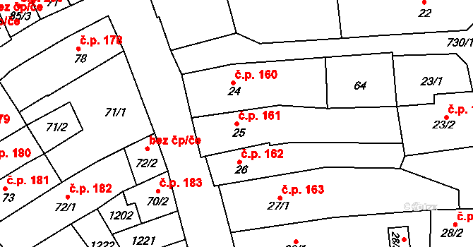 Broumov 161 na parcele st. 25 v KÚ Broumov, Katastrální mapa