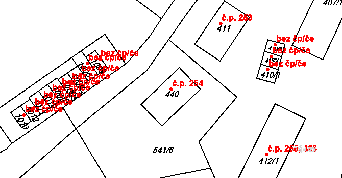 Adamov 254 na parcele st. 440 v KÚ Adamov, Katastrální mapa