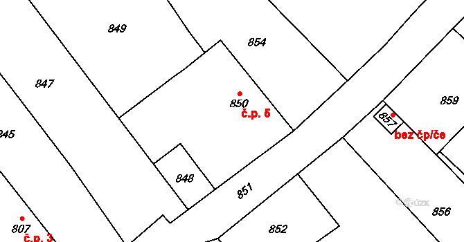 Janovice 5, Olbramice na parcele st. 850 v KÚ Olbramice, Katastrální mapa