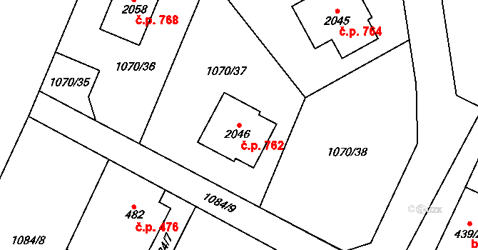 Kdyně 762 na parcele st. 2046 v KÚ Kdyně, Katastrální mapa