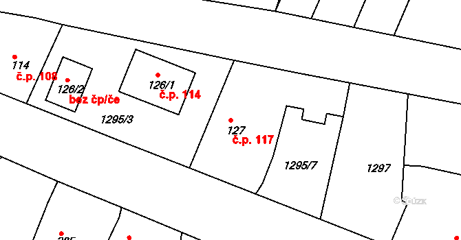 Katovice 117 na parcele st. 127 v KÚ Katovice, Katastrální mapa