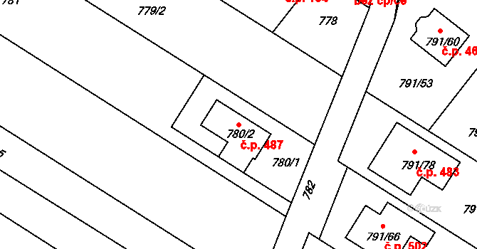 Křelov 487, Křelov-Břuchotín na parcele st. 780/2 v KÚ Křelov, Katastrální mapa