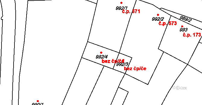 Brněnské Ivanovice 571, Brno na parcele st. 992/1 v KÚ Brněnské Ivanovice, Katastrální mapa