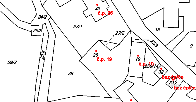 Boňkov 19 na parcele st. 25 v KÚ Boňkov, Katastrální mapa