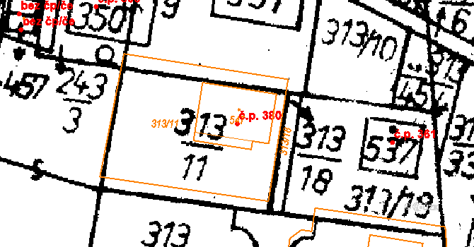 Bernartice 380 na parcele st. 547 v KÚ Bernartice u Milevska, Katastrální mapa