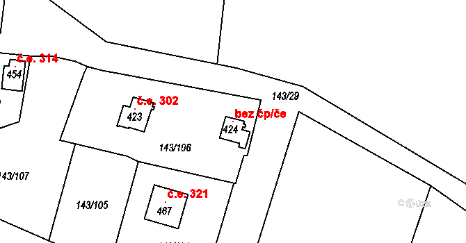 Braňany 101164360 na parcele st. 424 v KÚ Braňany, Katastrální mapa