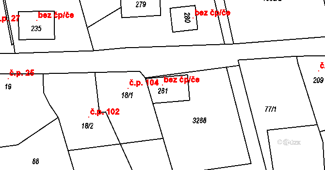 Olešnice 101222360 na parcele st. 281 v KÚ Buková u Nových Hradů, Katastrální mapa