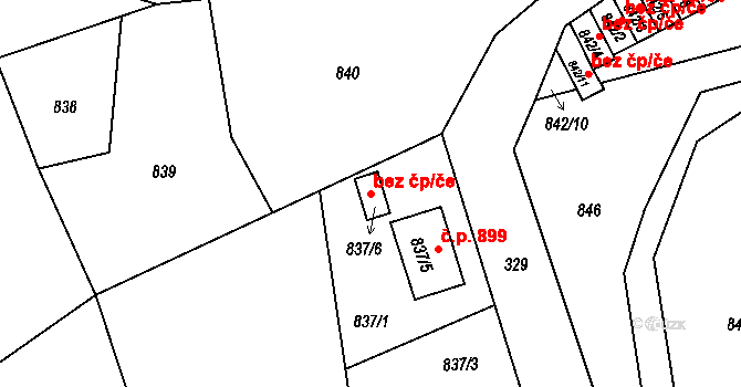 Liberec 102246360 na parcele st. 837/6 v KÚ Staré Pavlovice, Katastrální mapa