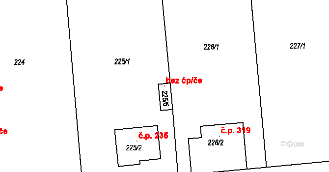 Bohuslavice 106841360 na parcele st. 225/5 v KÚ Bohuslavice nad Metují, Katastrální mapa