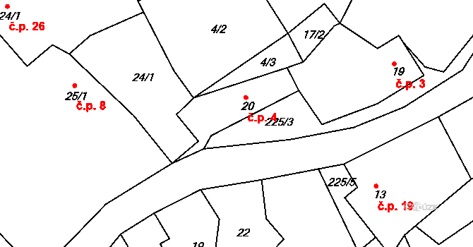 Senetín 4, Petrovice I na parcele st. 20 v KÚ Senetín, Katastrální mapa