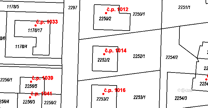 Lyžbice 1014, Třinec na parcele st. 2252/2 v KÚ Lyžbice, Katastrální mapa