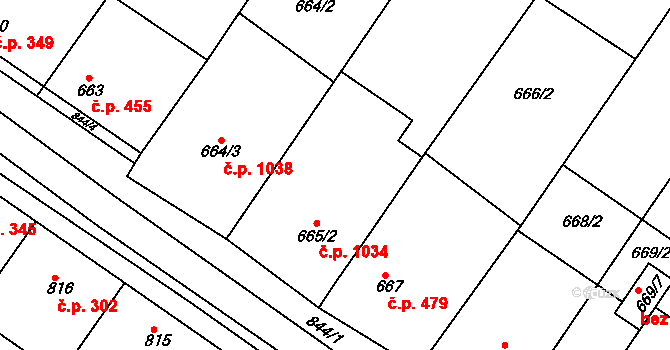 Svatobořice 1034, Svatobořice-Mistřín na parcele st. 665/2 v KÚ Svatobořice, Katastrální mapa