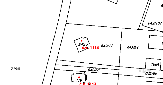 Kamenice 1114 na parcele st. 242 v KÚ Těptín, Katastrální mapa
