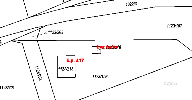 Baška 147272360 na parcele st. 1123/216 v KÚ Kunčičky u Bašky, Katastrální mapa