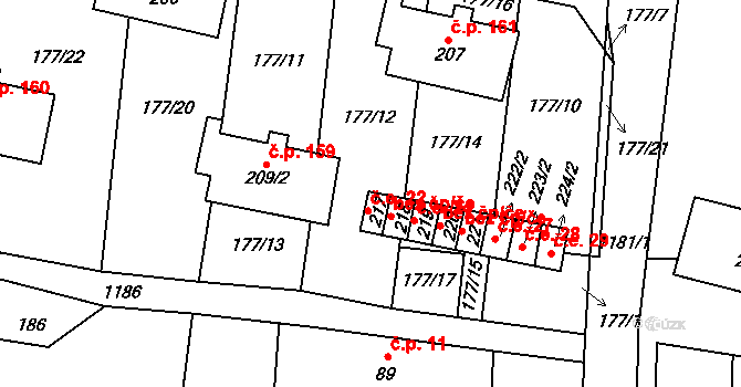 Liběšice 16589360 na parcele st. 218 v KÚ Liběšice u Litoměřic, Katastrální mapa