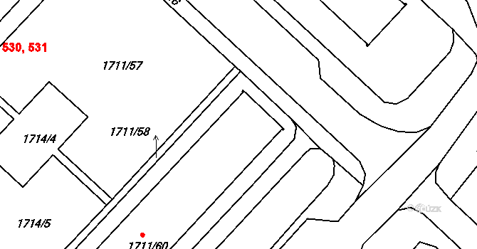 Podmoklice 524,525,526,527, Semily na parcele st. 1711/60 v KÚ Semily, Katastrální mapa