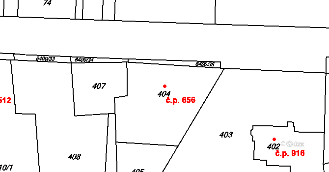 Petřvald 656 na parcele st. 404 v KÚ Petřvald u Karviné, Katastrální mapa