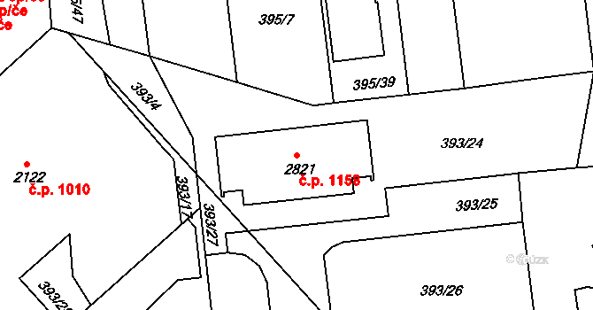 Strakonice I 1158, Strakonice na parcele st. 2821 v KÚ Strakonice, Katastrální mapa