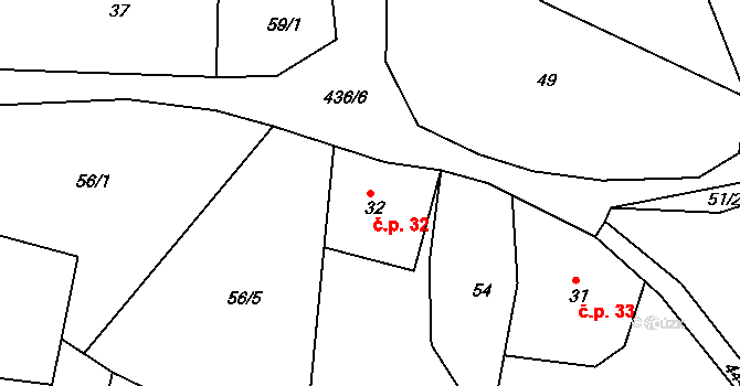 Janůvky 32 na parcele st. 32 v KÚ Janůvky, Katastrální mapa