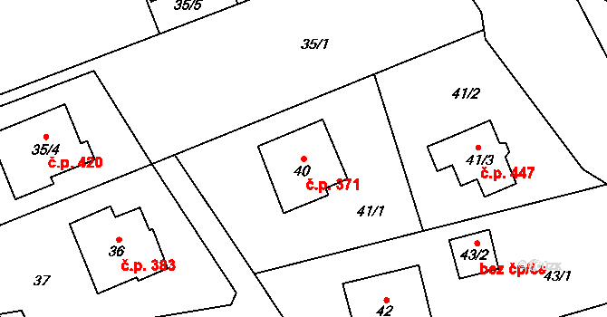 Záblatí 371, Bohumín na parcele st. 40 v KÚ Záblatí u Bohumína, Katastrální mapa
