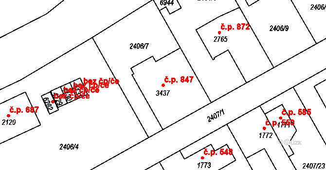 Chrudim IV 847, Chrudim na parcele st. 3437 v KÚ Chrudim, Katastrální mapa