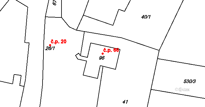 Limuzy 66, Tismice na parcele st. 96 v KÚ Limuzy, Katastrální mapa