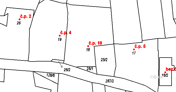 Kaliště 19, Švihov na parcele st. 18 v KÚ Kaliště u Červeného Poříčí, Katastrální mapa