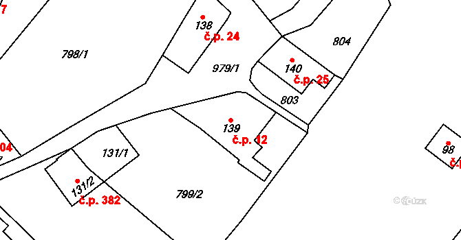 Daliměřice 12, Turnov na parcele st. 139 v KÚ Daliměřice, Katastrální mapa