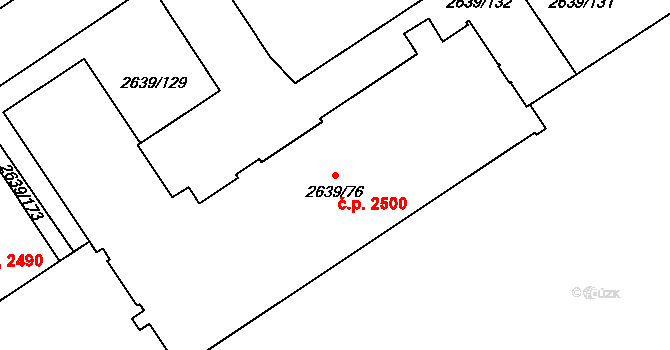 Žižkov 2500, Praha na parcele st. 2639/76 v KÚ Žižkov, Katastrální mapa