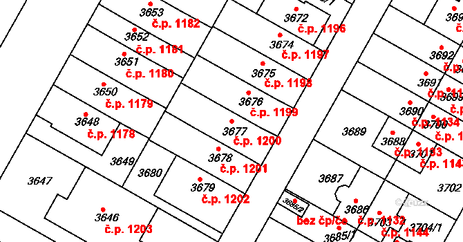 Dejvice 1200, Praha na parcele st. 3677 v KÚ Dejvice, Katastrální mapa