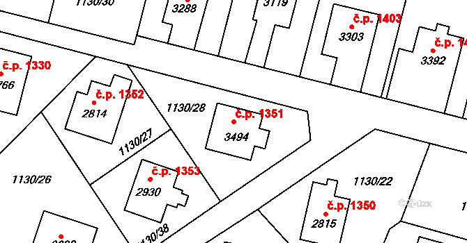 Vrchlabí 1351 na parcele st. 3494 v KÚ Vrchlabí, Katastrální mapa