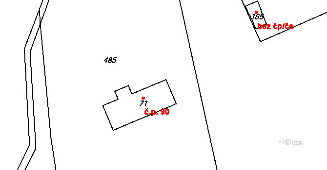Labská 90, Špindlerův Mlýn na parcele st. 71 v KÚ Labská, Katastrální mapa