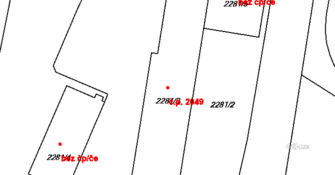 Český Těšín 2049 na parcele st. 2281/3 v KÚ Český Těšín, Katastrální mapa
