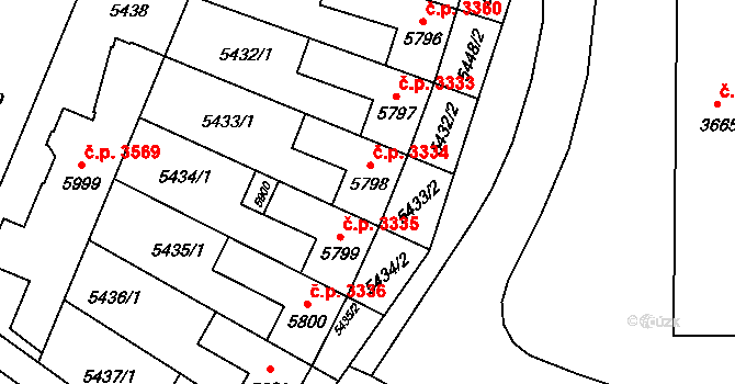 Břeclav 3334 na parcele st. 5798 v KÚ Břeclav, Katastrální mapa