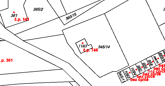Rotava 746 na parcele st. 1183 v KÚ Rotava, Katastrální mapa