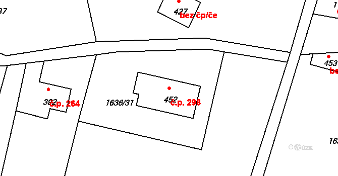 Horní Podluží 298 na parcele st. 452 v KÚ Horní Podluží, Katastrální mapa