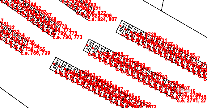 Příluky 2698,2725, Zlín na parcele st. 575/4 v KÚ Příluky u Zlína, Katastrální mapa