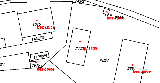 Přeštice 1139 na parcele st. 2772 v KÚ Přeštice, Katastrální mapa