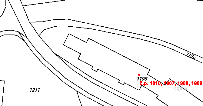 Žďár nad Sázavou 3 1807,1808,1809,1810, Žďár nad Sázavou na parcele st. 1195 v KÚ Město Žďár, Katastrální mapa