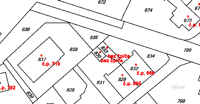 Libušín 38587360 na parcele st. 830 v KÚ Libušín, Katastrální mapa
