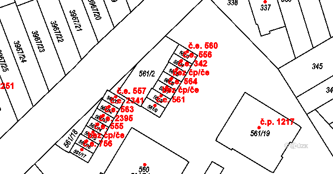 Řečkovice 564, Brno na parcele st. 561/7 v KÚ Řečkovice, Katastrální mapa