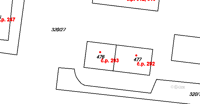 Třemošnice 293 na parcele st. 476 v KÚ Třemošnice nad Doubravou, Katastrální mapa