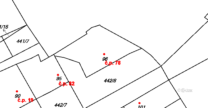 Krašovice 78 na parcele st. 96 v KÚ Krašovice u Plzně, Katastrální mapa